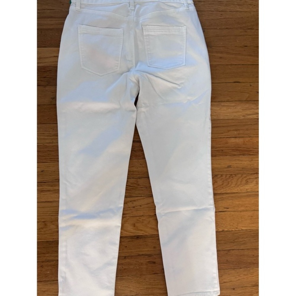 White House Black Market Women's White Straight Denim Jeans 5-Pocket Button 4 - Picture 3 of 5